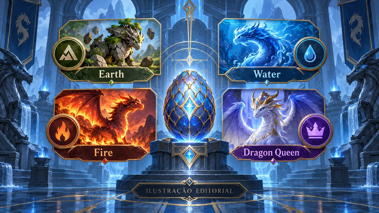 Mapa dos quatro recursos de Dragon Hatch 2