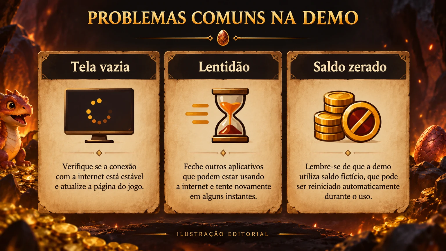 Diagnóstico dos erros mais comuns ao abrir Dragon Hatch demo